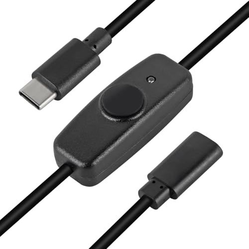 ACEIRMC 4pcs Upgraded 28cm(11 inch) USB C Male to Female On/Off Switch Cable Short USB Extension Cable with On Off Switch for Raspberry Pi 4
