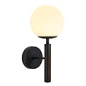 KCO Lighting Black Mid Century Modern Wall Sconce Vintage White Milk Glass Wall Sconce Globe Wall Light Bathroom Wall Light Fixture Bedroom Wall