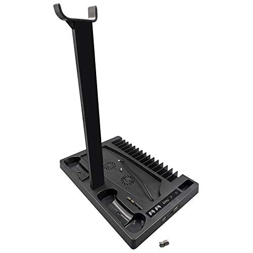 GAMFAMI Multi-Function Charging Stand with Cooling Fan for PS5 Disc/Digital Edition/PS5 Controller, Vertical Charger Cooling Storage Stand