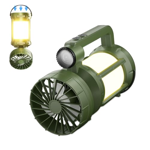 3-in-1 Solar Camping Fan with Light, 20W 500M Rechargeable Outdoor Lantern & Tent Fan, High-Speed Airflow, 5000mAh Battery, Solar/USB-C Charging, IPX4