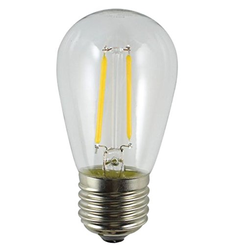 Holiday Lighting Outlet LED Filament S14 Commercial Grade Replacement Light Bulbs, Outdoor Weatherproof 1.5 Watt Dimmable Plastic Bulbs for Patio