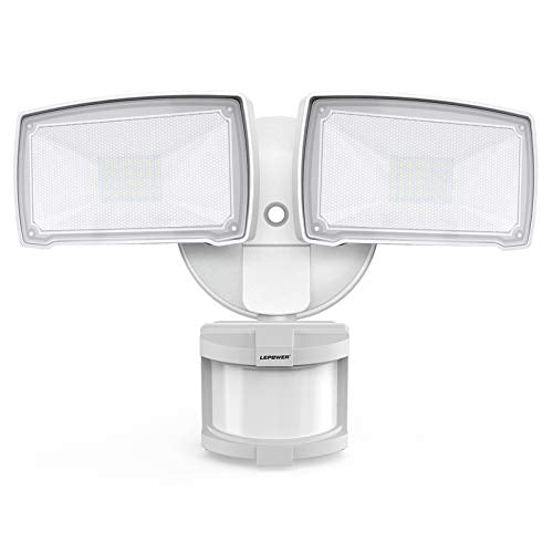 LEPOWER 30W LED Security Lights Motion Sensor Outdoor, 3200LM, 5500K, IP65 Waterproof, Hardwire 2 Head Motion Detector Flood Light for Garage, Yard