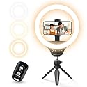 UBeesize 10" Selfie Ring Light with Tripod Stand & Phone Holder, Dimmable LED Ring Light for Makeup, Live Streaming, YouTube, TikTok, Compatible