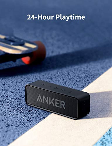 Anker Bluetooth Speaker with Loud Stereo Sound, 24-Hour Playtime, 66 ft Range, Built-in Mic. Perfect Portable Wireless Speaker for iPhone, Samsung