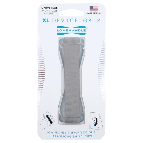 LOVEHANDLE Tablet/XL Grip for Most Tablets and Large Smartphones- Solid Silver