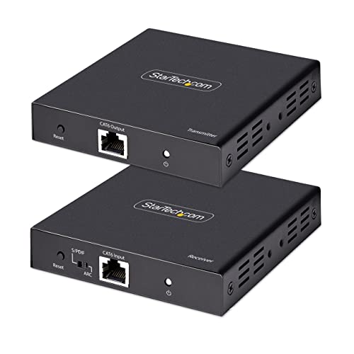 StarTech.com 4K HDMI Extender Over CAT5/CAT6 Cable, 4K 60Hz HDR Video Extender Up to 230ft (70m), HDMI Over Ethernet Cabling, S/PDIF Audio Out, HDMI