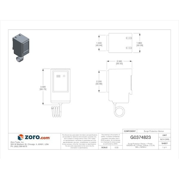Square D 1 Phase Surge Protection Device, 120/240VAC