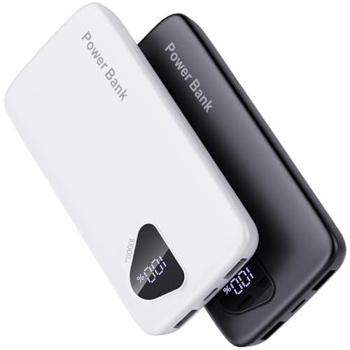 2026 2-Pack 10000mAh Portable Charger with Built in Cables, Travel Essential Battery Pack, 4 Outputs 2 Inputs Slim Power Bank with Cord Wires