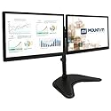 Mount-It! Free Standing Dual Monitor Stand | Double Monitor Desk Mount | Fits Two x 19 20 21 22 23 24 27 Inch Computer Screens | 2 Heavy Duty Height