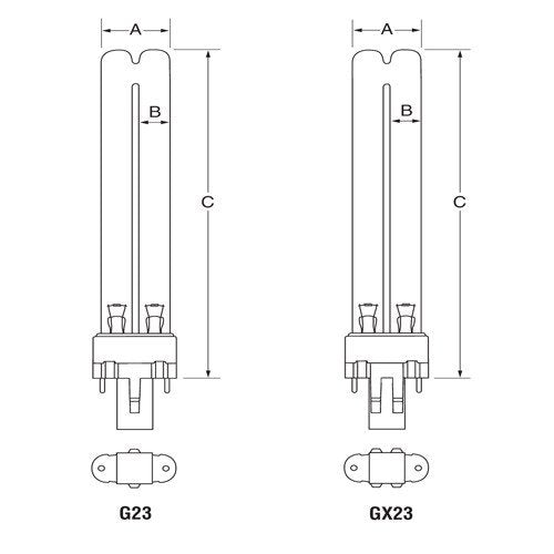 USHIO GPX9 Germicidal UV Lamp 9W - Dual Pin (G23 Base)