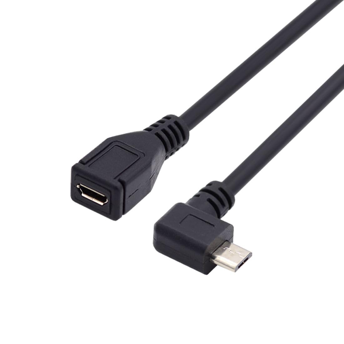 chenyang CY Micro USB 2.0 Male to Micro USB 2.0 Female Extension Cable Left & Right 90 Degree Angled Full Pin Connected 0.5M