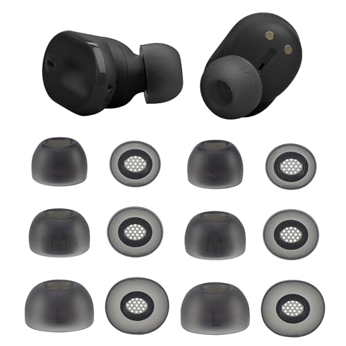 XMTYAN Replacement Ear Tips Compatible with JBL Tune Buds 2, Soft Silicone Eartips with Portable Storage Box (6, Black, S/M/L)
