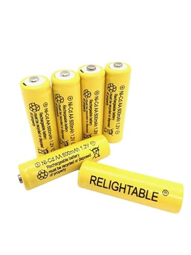 RELIGHTABLE NiCd AA/AAA 600mAh 1.2V Rechargeable Batteries for Solar Lights, Garden Lights and Remotes (6PCS AA 600mAh Batteries)