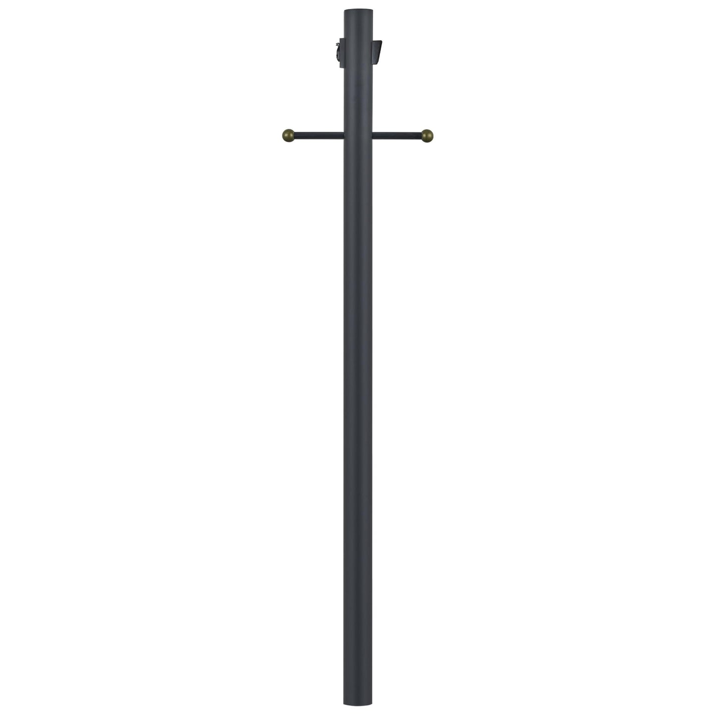 Design House Outdoor Lamp Post with Dusk-to-Dawn Sensor and Built-in Outlet, Black Steel Light Pole with Cross Arm for Post Top Lanterns, Direct