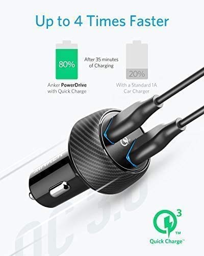 Car Charger, Anker Quick Charge 3.0 39W Dual USB Car Charger Adapter, PowerDrive Speed 2 for Galaxy S10/S9/S8/S7/S6/Plus, Note 9, PowerIQ for iPhone