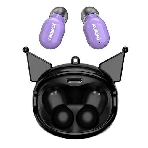 Hello Kitty Kuromi Wireless Bluetooth Earbuds with Rotating Charging Case | Built-in Mic, Hands-Free Calling, Purple and Black Design for Kids & Fans