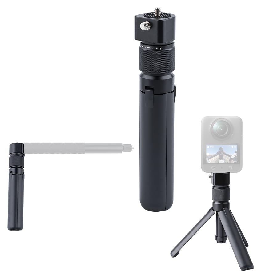 Bullet Time Handle Tripod Rotating Grip for Insta360 X5/X4/X3, DJI OSMO Pocket 3, GoPro - 360° Rotating Grip, 1/4" Thread, 6 lbs Capacity, Compact