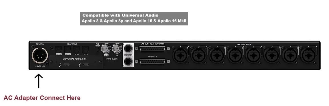 AC Adapter Compatible with Universal Audio Apollo 8 and Apollo 8p, Apollo 16 & Apollo 16 MkII Audio Interface