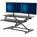 VIVO Height Adjustable 32 inch Stand Up Desk Converter, Quick Sit to Stand Tabletop Dual Monitor Riser Workstation, Black, DESK-V000S