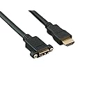 AYA 6Ft (6 Feet) 28AWG HDMI Extension Male to Female Panel Mount Cable CL2 Rated 1080P