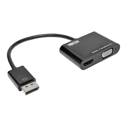TRIPP LITE DisplayPort 1.2 to VGA/HDMI All-in-One Converter Adapter Box, 4K @ 30Hz, Plug-and-Play No Drivers or Power Supply Needed, 6 inch Cable