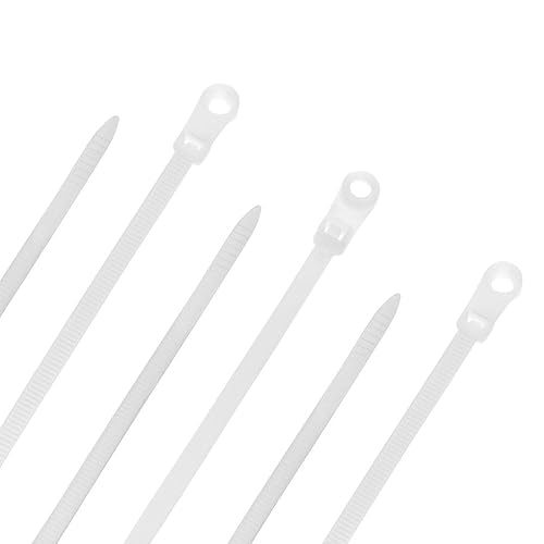 16 Inch Nylon White Mount Head Cable Tie,50 Lbs Tensile, 100-Pack