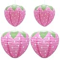 Hocansen 4 PCS Strawberry Paper Lanterns 8in 12in 3D Strawberry Hanging Decoration Strawberrys Shaped Paper Lanterns Fruit Hanging Ornaments