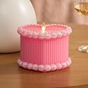 Luminara Flickering Flameless 5.3" x 4.5" Cake Candle, Battery Operated Remote Ready (Sold Separately) & Timer Function, Moving LED Flame Pink Real
