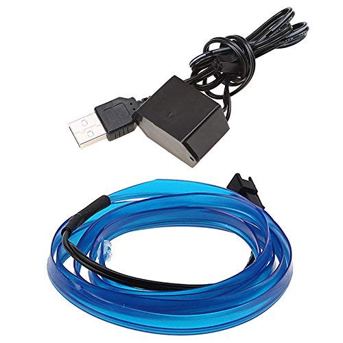 ABALDI 5m/16ft USB Neon EL Wire Lights Glowing Electroluminescent Wire Light String Strip for Xmas Party Indoor Outdoor Festival Decoration(Blue)