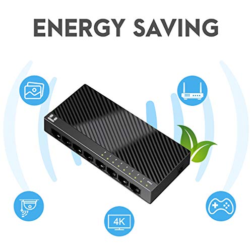 Netis ST3108C 8 Port 10/100Mbps Fast Ethernet Switch | Desktop Ethernet Splitter, Ethernet Hub, Plug and Play, Traffic Optimization Auto-Negotiation