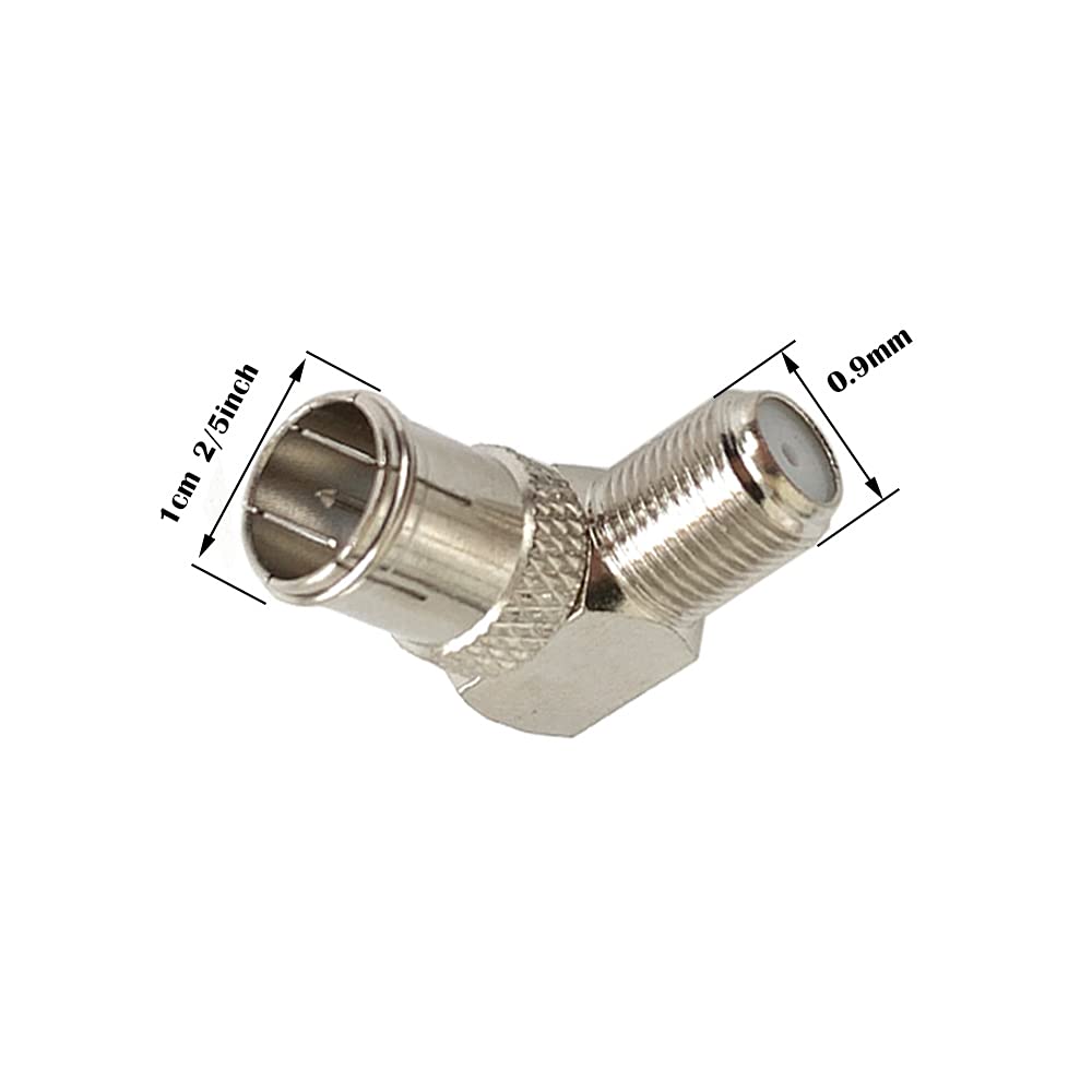 Lala Smill Right Angle Push on Coax Cable Connectors F-Type Female to F-Pin Male Quick Plug Adapter RG6 Coaxial Cable Connector