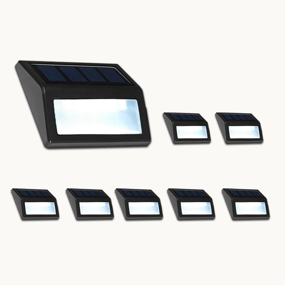Follateas Solar Lights Outdoor, Waterproof Solar Powered Deck Step Lights for Patio Garden Backyard Garage Driveway Pathway Outside Wall Lighting