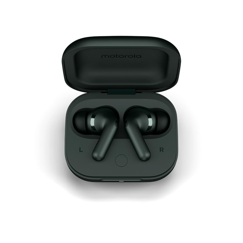 Motorola Moto Buds+ Hi-Res Audio, Dynamic ANC, Dual Drivers, up to 38 Hours of Playtime, Water-Repellent Design - (Black)