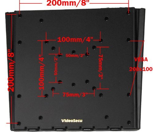 VideoSecu Flush Low Profile Ultra Slim TV Wall Mount Bracket Fits Samsung 19" 20" 22" 24" 26" 27" 29" 32" LCD Plasma Flat Panel Screens Monitor TV 1QG