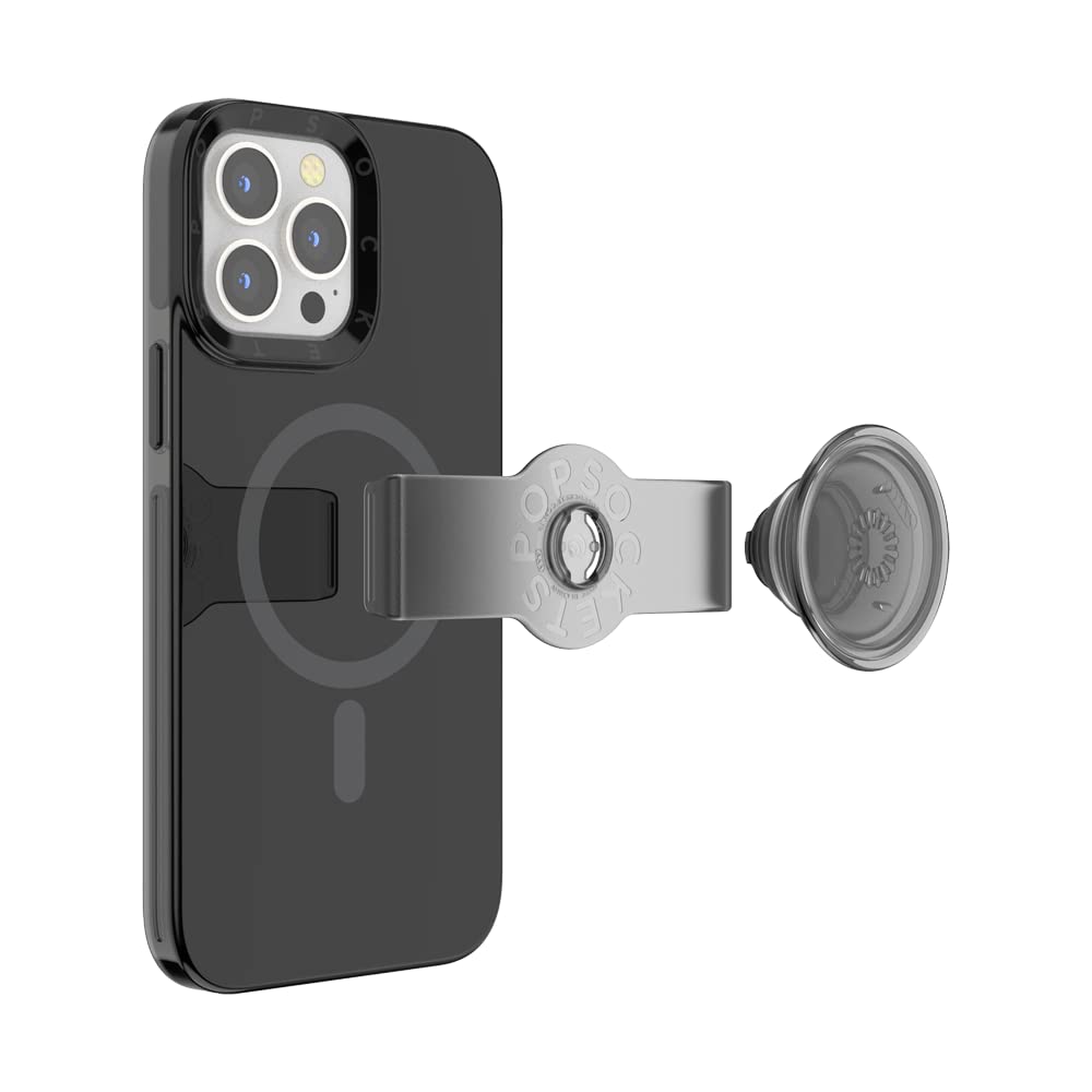 PopSockets iPhone 13 Pro Max Case with Phone Grip and Slide, Wireless Charging Compatible - Black