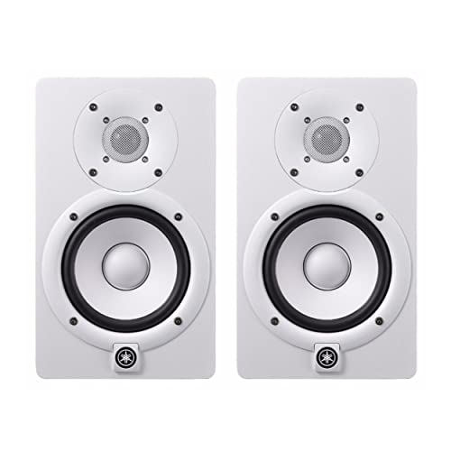 YAMAHA HS5 W 5-Inch Powered Studio Monitor (White, 2-Pack) Bundle (2 Items)