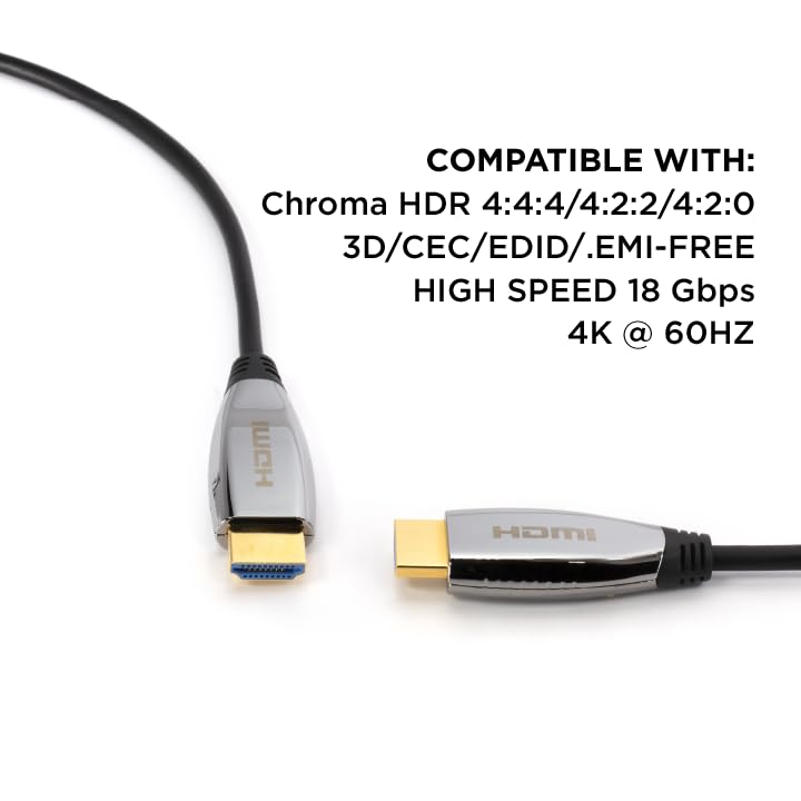 THE CIMPLE CO 150 Feet, 4K Fiber Optic HDMI Cable, Ultra High Speed Fiber Optic 18Gbps 4K @ 60Hz, 4:4:4 HDR, HDCP, ARC, 3D and More - Hybrid HDMI