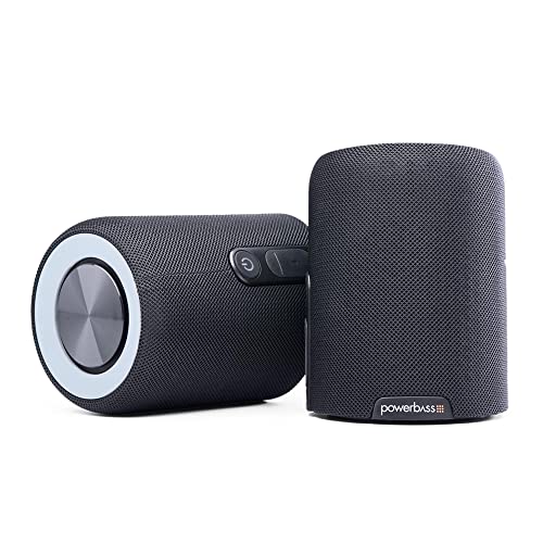 PowerBass BT200 Bluetooth Portable Dual Speaker, Black, IPX7 Waterproof, Splittable Stereo Sound