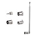 POBADY FM Telescopic Radio Antenna Kit 75 Ohm F Type Male Connector,DAB Radio Antenna with 7 Sections 75.5CM/29.7IN for TV AM FM Radio Stereo Receiver