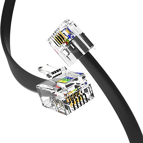 RetailAndBulk (2 Pack) 1.5 Foot Telephone Cord, Professional Grade Made in USA, 6P4C Male RJ11 Plugs with 50 Micron Gold Contacts, Pure Copper Wire