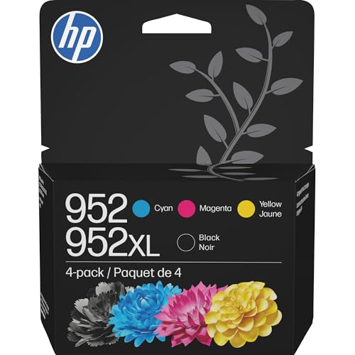 HP 952XL Black + 952 Cyan, Magenta, Yellow Ink | Works with Printer Series: OfficeJet 8702, OfficeJet Pro 7720, 7740, 8210, 8710, 8720, 8730, 8740 |