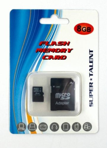 Super Talent 8GB Class 4 microSDHC Memory Card w/SD Adapter