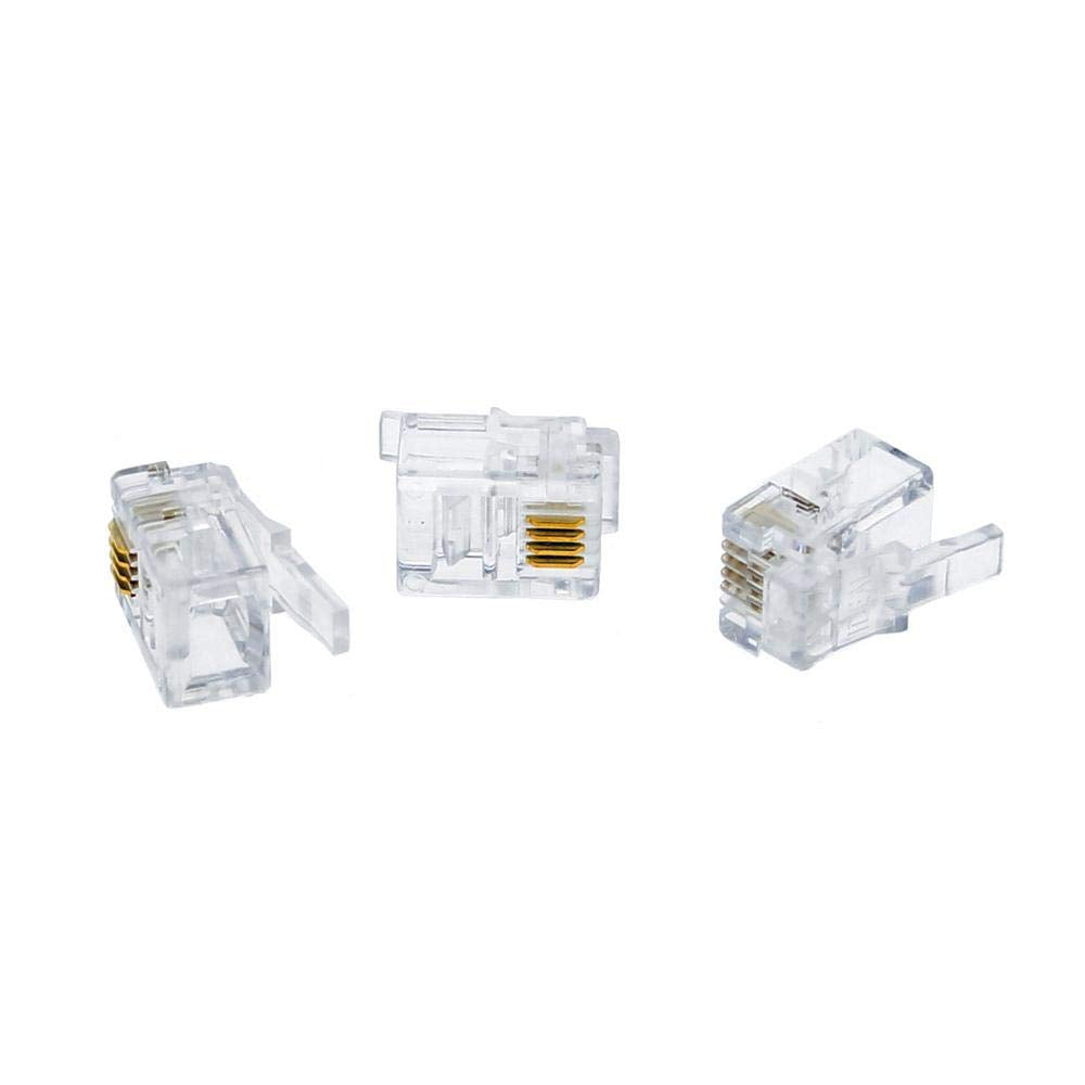 SMITON 100PACK RJ11 Connectors Telephone Modular Plugs Male Connectors 6P4C