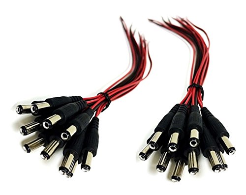 iMBAPrice CCTV Security Camera DC Maile Power Pigtail Cable, 5A 12v DC Power Plug Cord Male Connectors 2.1mm x 5.5mm, DC Pigtail Adapter Plug Socket