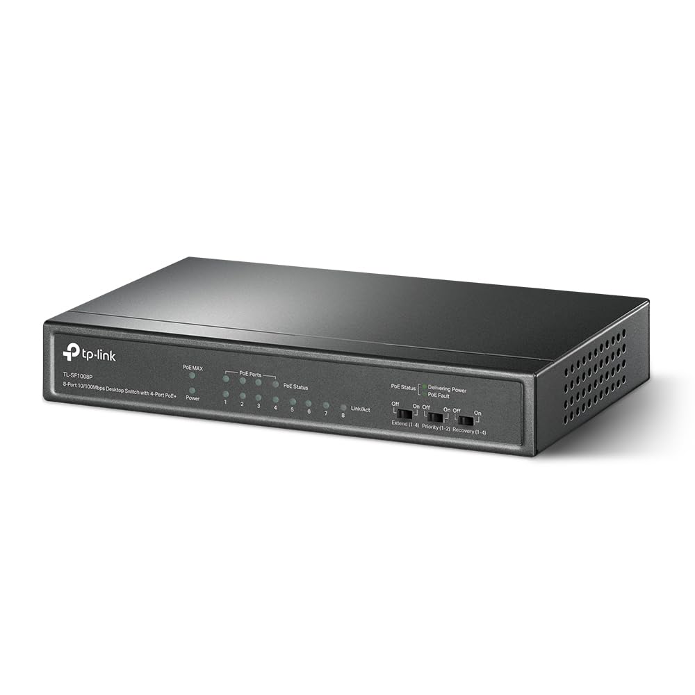 2KA4941 - TP-Link TL-SF1008P 10/100Mbps 8-Port PoE Switch, 4 POE Ports, IEEE 802.3af, 53W