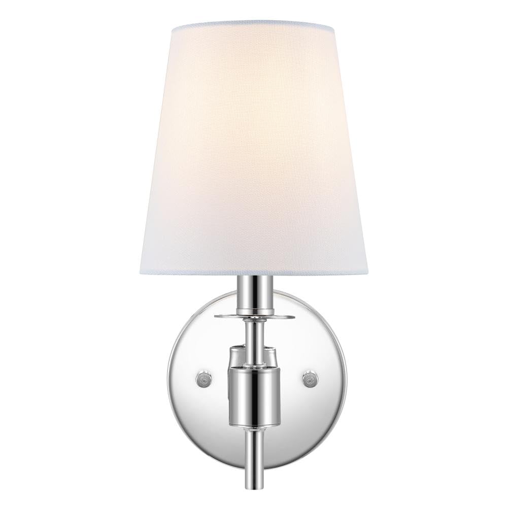 SAFAVIEH Lighting - Dalany 11-Inch Wall Sconce Set of 2 - Chrome - Fabric Shade - Modern Compact Design - Ideal for Vanity, Hallway, Bedroom, Bathroom