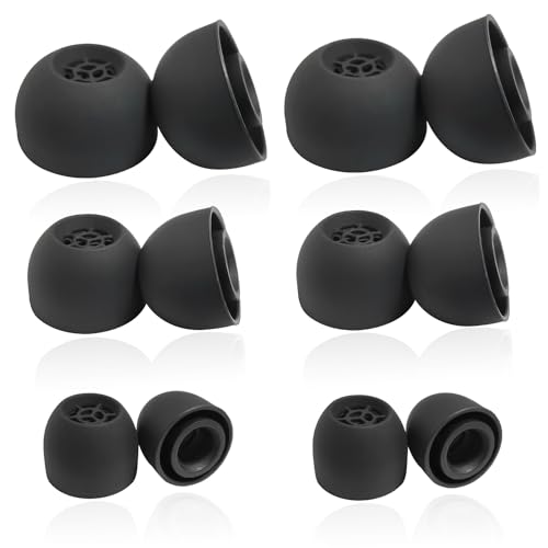 Luckvan Silicone Earbuds Tips for Sennheiser IE900 Earbuds Replacement Ear Tips Sennheiser IE600 IE300 IE200, 6 Pairs Black
