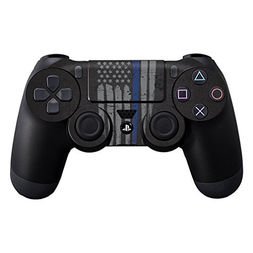 MightySkins Skin Compatible with Sony PS4 Controller - Thin Blue Line | Protective, Durable, and Unique Vinyl Decal wrap Cover | Easy to Apply