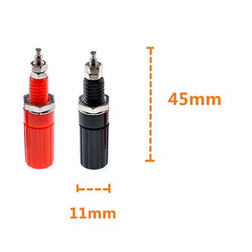 Oiyagai 20 Pack Binding Post Banana Plug Connectors, 4mm Panel Mount Jack Socket (10 Red + 10 Black), Speaker Amplifier Terminal for Audio, DIY