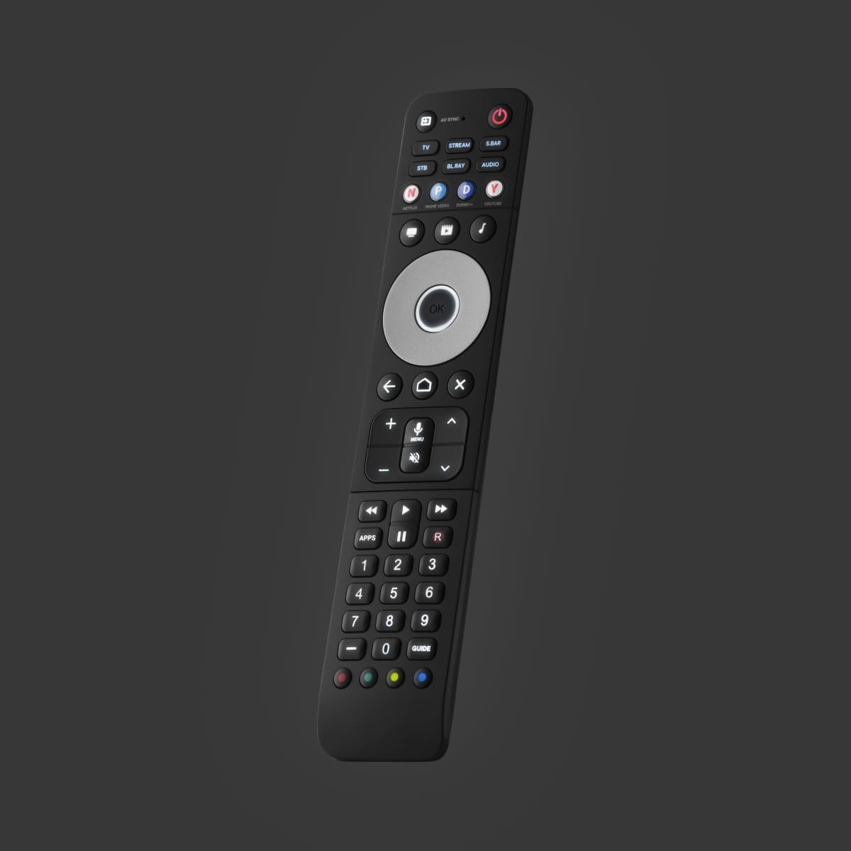 One for All Urc7966 Smart Control Pro 6 (New, in Retail Packaging), 6 Device Universal Remote with Four App Shortcut Keys, Easy Setup with Phone App and Fully Backlit - Black